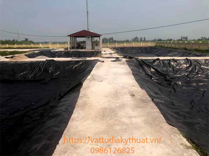 Toàn cảnh công trình thi công màng HDPE hố chôn láp rác thải tại Nam Định