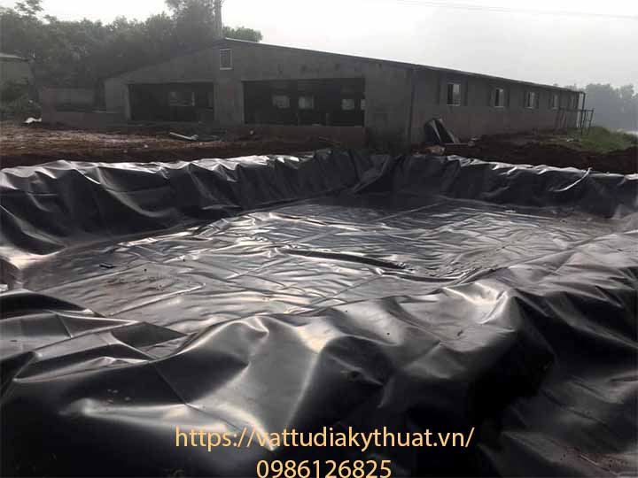 Hoàn thành công tác thi công bạt HDPE lót hồ nuôi cá tại Duy Tiên, Hà Nâm