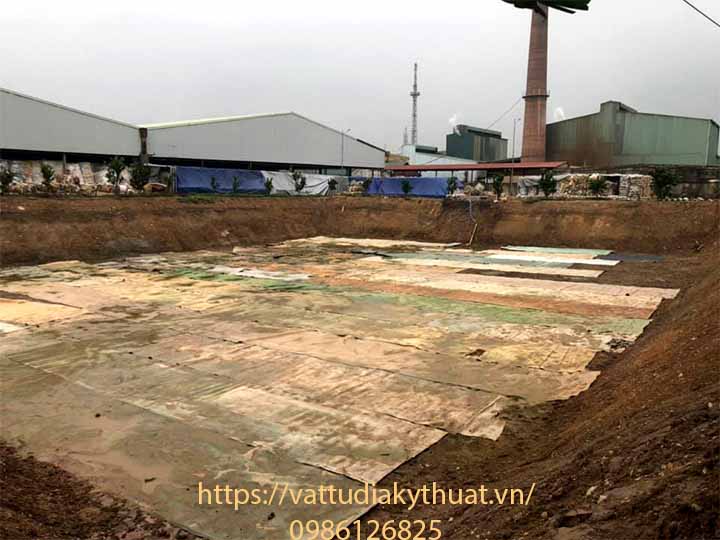 Mặt bằng thi công bạt lót hồ chứa nước tại Việt Trì, Phú thọ