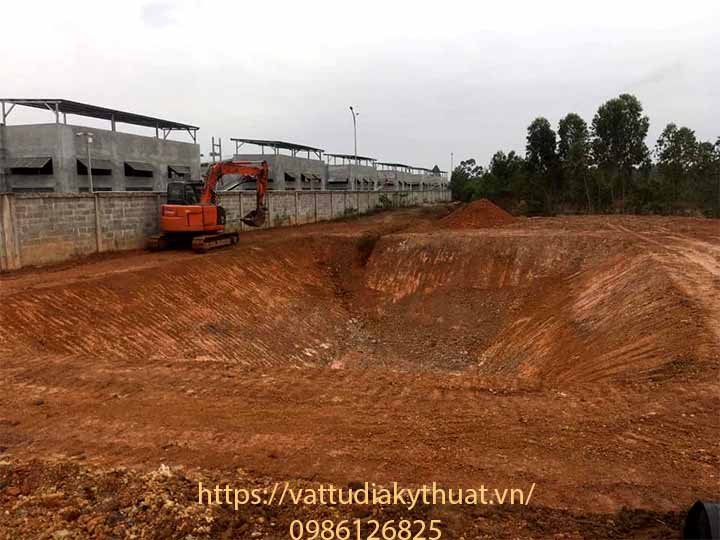 Mặt bằng xây dựng hầm biogas dùng màng chống thấm HDPE tại Phú thọ