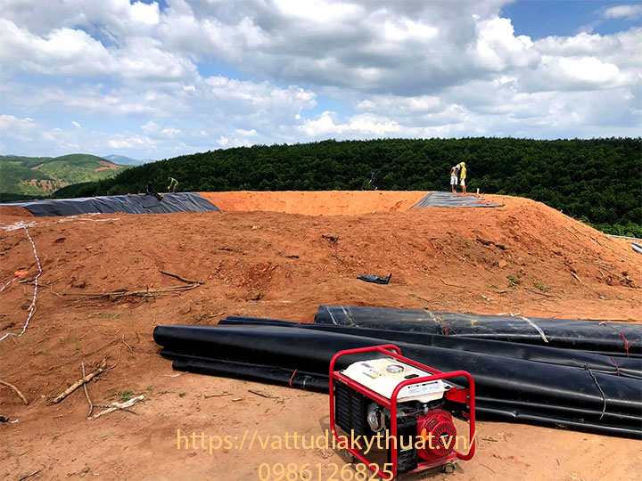 Công trình sử dụng bạt DHPE lót hồ chứa nước tưới tại Gia Lai thi công trong thời điểm dịch Covid 19 lan rộng