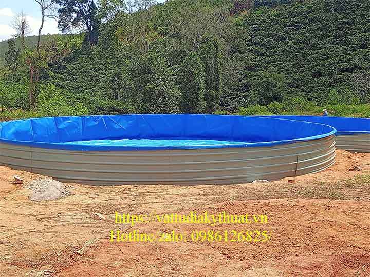 Hệ thống nuôi cá tầm bằng bể bạt HDPE tại Lâm Đồng