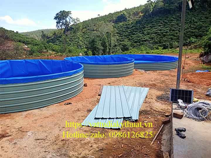 Hồ cá tầm bằng bạt HDPE tại Lâm Đồng