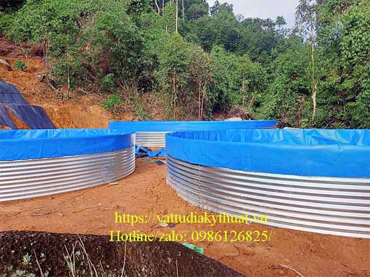 Lắp đặt bể bạt HDPE nuôi cá tầm tại Bảo Lộc, Lâm Đồng